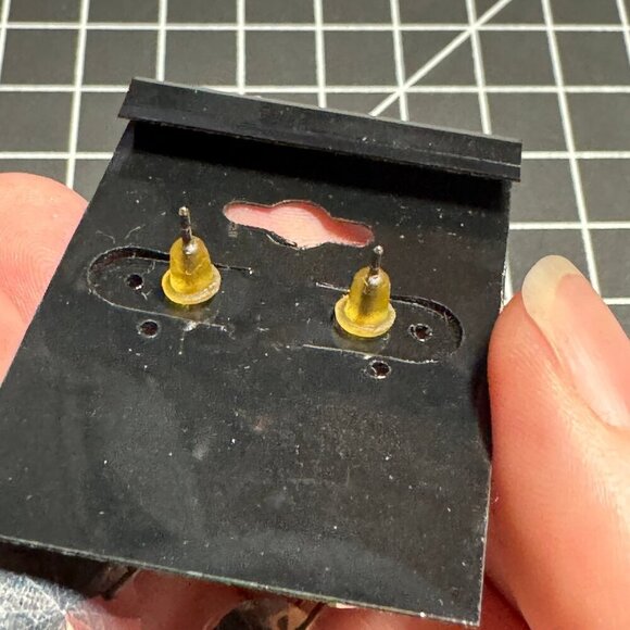 Green guitar pick dangle earrings with crystal and rhinestone embellishments - Picture 5 of 5